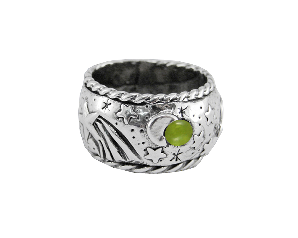Sterling Silver Memories of a Starry Night Ring With Peridot Size 8